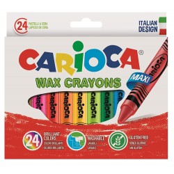 Creioane cerate rotunde, lavabile, 24 culori/cutie, CARIOCA Wax Crayon Jumbo