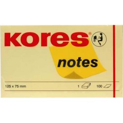 Notite autoautoadezive Kores, 125 x 75 mm, 100 file, galben