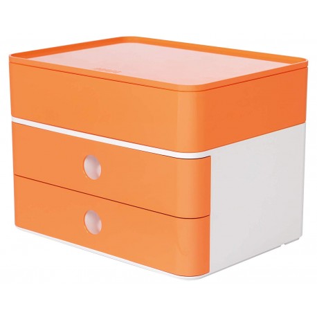 Suport cu 2 sertare + cutie ustensile HAN Allison Smart Box Plus - orange piersica