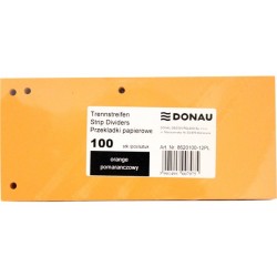 Separatoare carton pentru biblioraft, 190 g/mp, 105 x 235mm, 100/set, DONAU Duo - orange