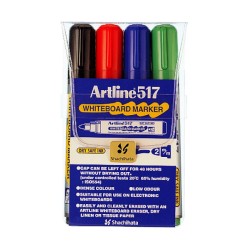 Marker pentru tabla de scris ARTLINE 517 - Dry safe ink, varf rotund 2.0mm, 4 culori/set