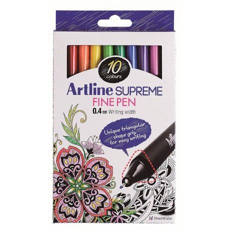 Liner ARTLINE Supreme, varf fetru 0.4mm, 10 culori/set
