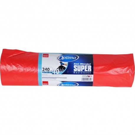 Saci menaj 240L, 10buc/rola, SANO Optima - rosu Saci menaj 240L, 10buc/rola, SANO Optima - rosu