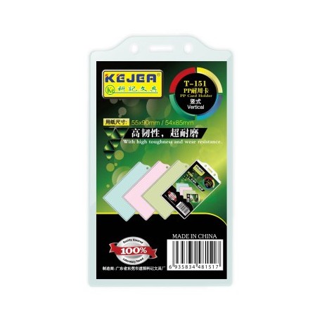 Suport PP, pentru carduri, 55 x 90mm, vertical cu sistem de agatare, 10 buc/set, KEJEA - transparent