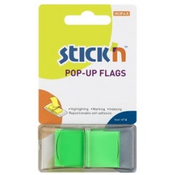 Film index autoadeziv 45 x 25mm, 50 file/set, cu dispenser, Stick"n Pop-up - verde