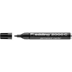 Marker permanent Edding 2000C, corp metalic, varf rotund, 1.5-3 mm, negru