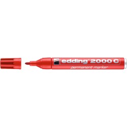 Marker permanent Edding 2000C, corp metalic, varf rotund, 1.5-3 mm, rosu