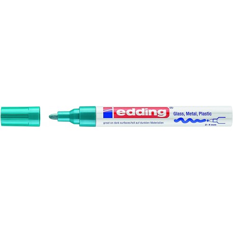 Marker permanent Edding 750, cu vopsea, varf rotund 2-4 mm, bleu