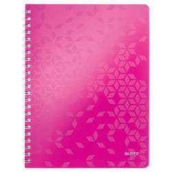 Caiet de birou LEITZ Wow, PP, A4, cu spira, matematica - roz metalizat