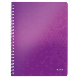 Caiet de birou LEITZ Wow, PP, A4, cu spira, matematica - mov metalizat