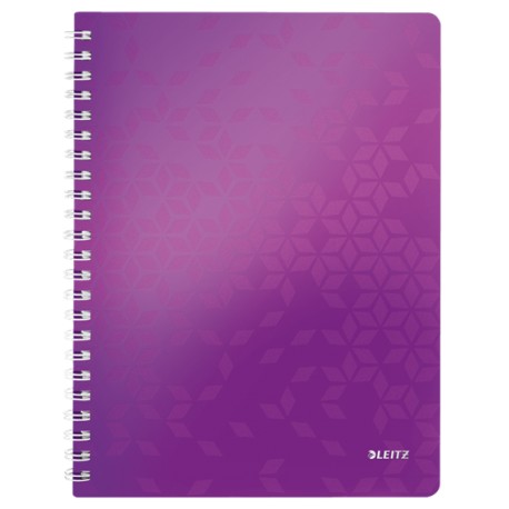 Caiet de birou LEITZ Wow, PP, A4, cu spira, matematica - mov metalizat