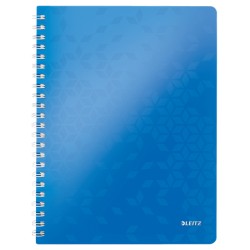 Caiet de birou LEITZ Wow, PP, A4, cu spira, dictando - albastru metalizat
