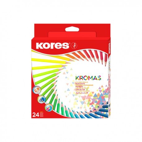 Creioane colorate Kores Kromas, 24 culori/cutie