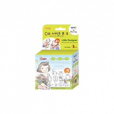 Cutie creativa cu role pentru colorat, 3 buc/set, Stick"n Little Designer - primavara