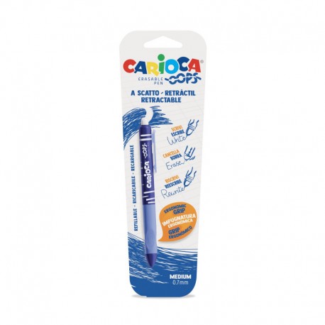 Pix erasable, 0.7mm, retractabil, CARIOCA Oops - albastru