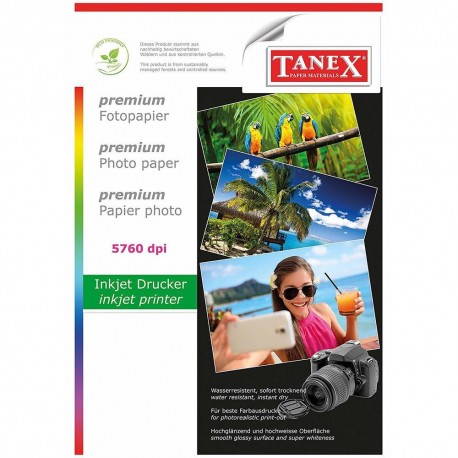 Hartie foto lucioasa, pentru inkjet, A6 - 100 x 150mm - 200gsm, 50 coli/top, TANEX