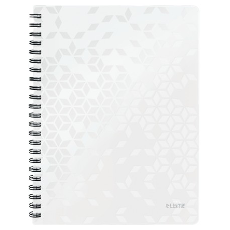 Caiet de birou LEITZ WOW, PP, A4, 80 coli, cu spira, dictando, alb