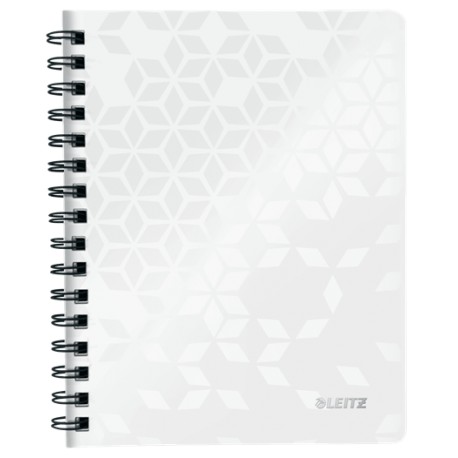 Caiet de birou LEITZ WOW, PP, A5, 80 coli, cu spira, dictando, alb