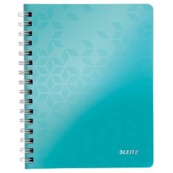 Caiet de birou LEITZ WOW, PP, A5, 80 coli, cu spira, matematica, turcoaz