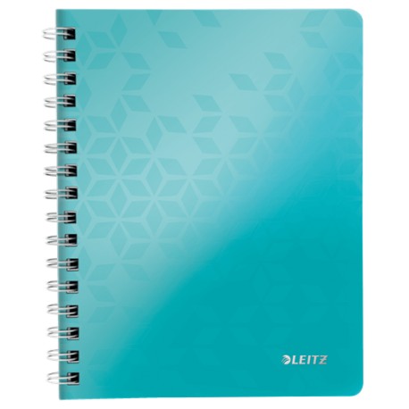 Caiet de birou LEITZ WOW, PP, A5, 80 coli, cu spira, matematica, turcoaz