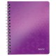 Caiet de birou LEITZ WOW, PP, A5, 80 coli, cu spira, matematica, mov