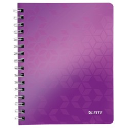 Caiet de birou LEITZ WOW, PP, A5, 80 coli, cu spira, matematica, mov