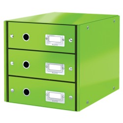 Cabinet cu sertare Leitz WOW Click & Store, 3 sertare, carton laminat, A4, verde