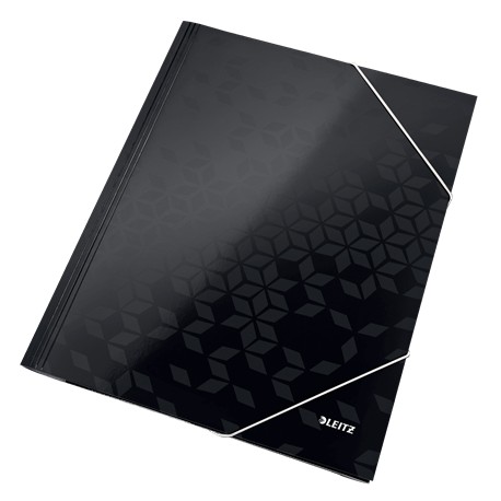 Mapa cu elastic Leitz WOW, carton laminat, A4, 250 coli, negru