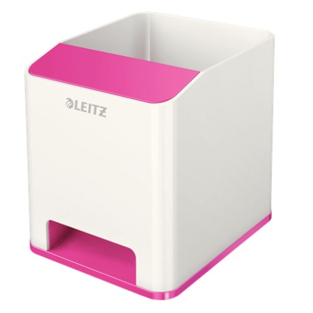 Suport instrumente de scris Leitz WOW, PS, cu amplificare sunet, culori duale, alb-roz