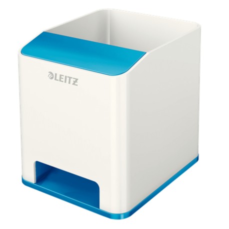 Suport instrumente de scris Leitz WOW, PS, cu amplificare sunet, culori duale, alb-albastru