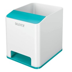 Suport instrumente de scris Leitz WOW, PS, cu amplificare sunet, culori duale, alb-turcoaz