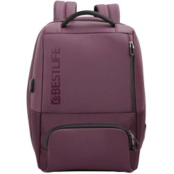 Rucsac BESTLIFE Neoton - violet - laptop 16 inch, charge pentru USB si TypeC conectori