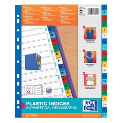 Index plastic color alfabetic A-Z, A4 XL, 120 microni, OXFORD