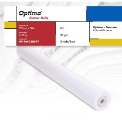 Rola plotter A3, 80gr, 297mm x 50m, 2 role/cutie, Optima - Premium