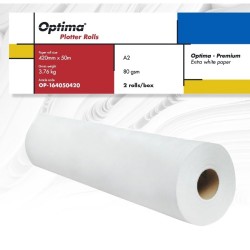 Rola plotter A2, 80gr, 420mm x 50m, 2 role/cutie, Optima - Premium