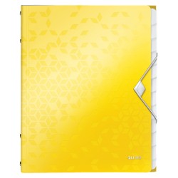 Mapa cu separatoare Leitz WOW, PP, A4, 12 separatoare, 200 coli, galben