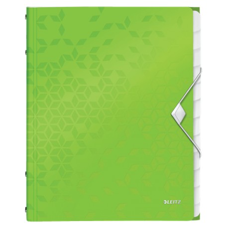 Mapa cu separatoare Leitz WOW, PP, A4, 12 separatoare, 200 coli, verde