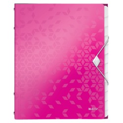 Mapa cu separatoare Leitz WOW, PP, A4, 12 separatoare, 200 coli, roz