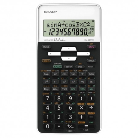 Calculator stiintific, 10 digits, 273 functiuni, 161x80x15mm, dual power, SHARP EL-531THWH-negru/alb