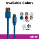 Cablu date GRIXX - 8-pin to USB Apple MFI License, impletit, lungime 1m - albastru