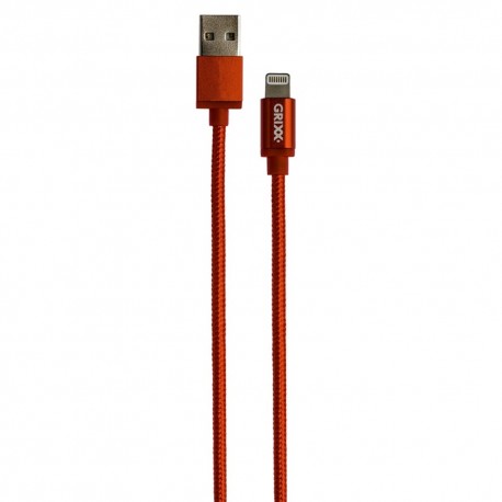 Cablu date GRIXX - 8-pin to USB Apple MFI License, impletit, lungime 1m - rosu