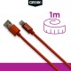 Cablu date GRIXX - 8-pin to USB Apple MFI License, impletit, lungime 1m - rosu