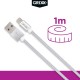 Cablu date GRIXX Optimum - 8-pin to USB Apple MFI License, impletit, lungime 1m - alb