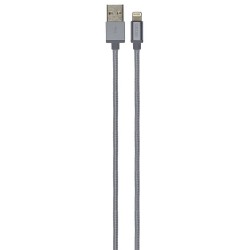 Cablu date GRIXX Optimum - 8-pin to USB Apple MFI License, impletit, lungime 1m - gri