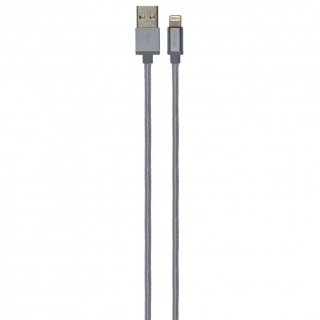 Cablu date GRIXX Optimum - 8-pin to USB Apple MFI License, impletit, lungime 1m - gri