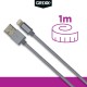 Cablu date GRIXX Optimum - 8-pin to USB Apple MFI License, impletit, lungime 1m - gri