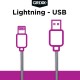 Cablu date GRIXX Optimum - 8-pin to USB Apple MFI License, impletit, lungime 1m - gri