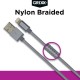 Cablu date GRIXX Optimum - 8-pin to USB Apple MFI License, impletit, lungime 1m - gri