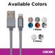 Cablu date GRIXX Optimum - 8-pin to USB Apple MFI License, impletit, lungime 1m - gri