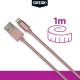 Cablu date GRIXX Optimum - 8-pin to USB Apple MFI License, impletit, lungime 1m - aur roz